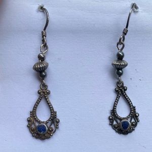 Vintage Silver with Blue Stone Earrings